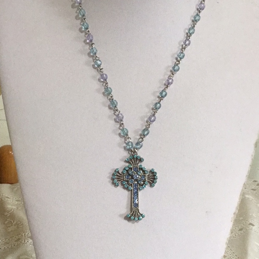 blue cross necklace